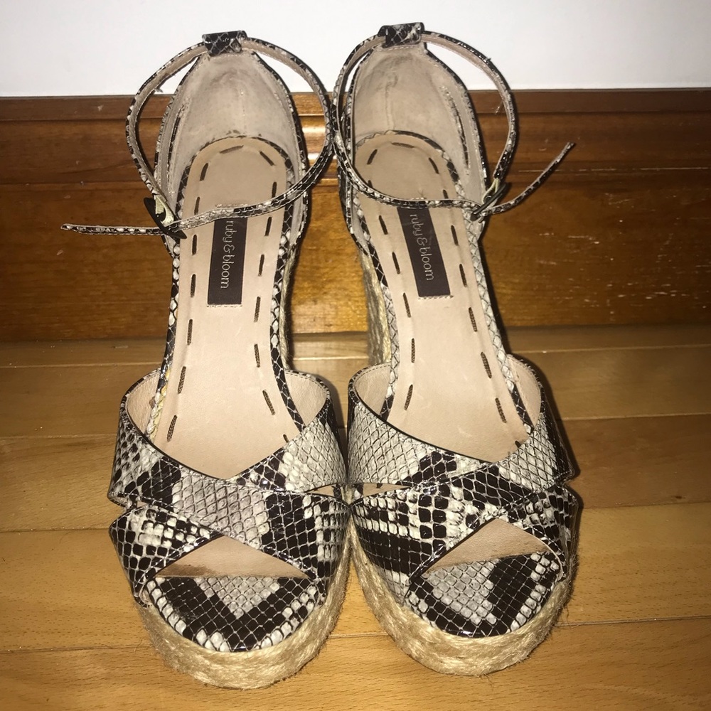 Ruby and bloom snakeskin espadrilles